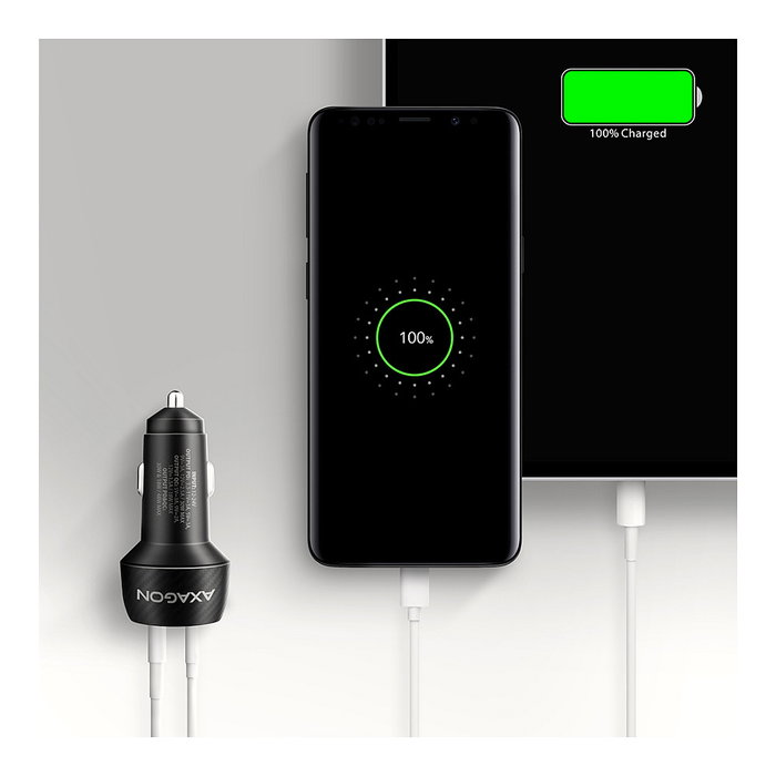 Axagon PWC-PQ48 Cargador de coche con USB-C Power Delivery 3 y USB-A Quick Charge 4+, negro Axagon PWC-PQ48 Cargador de coche con USB-C Power Delivery 3 y USB-A Quick Charge 4+, negro