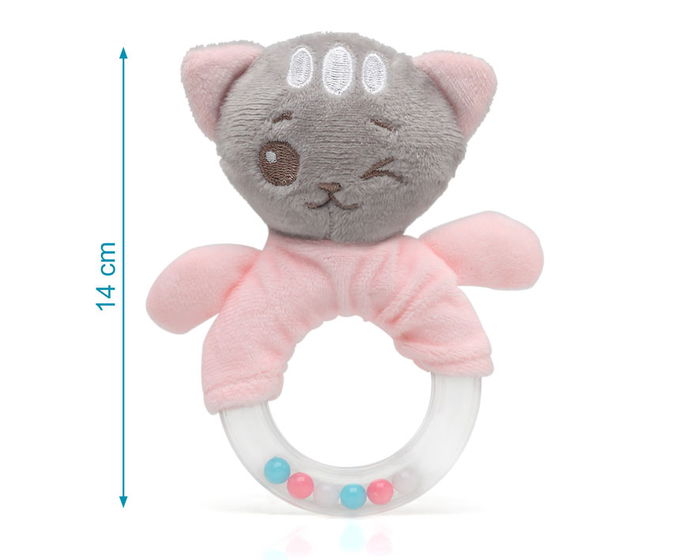 KioKids Peluche Sonajero Gatito Rosa Dolci Amici +3 Meses Juguete Bebé Suave