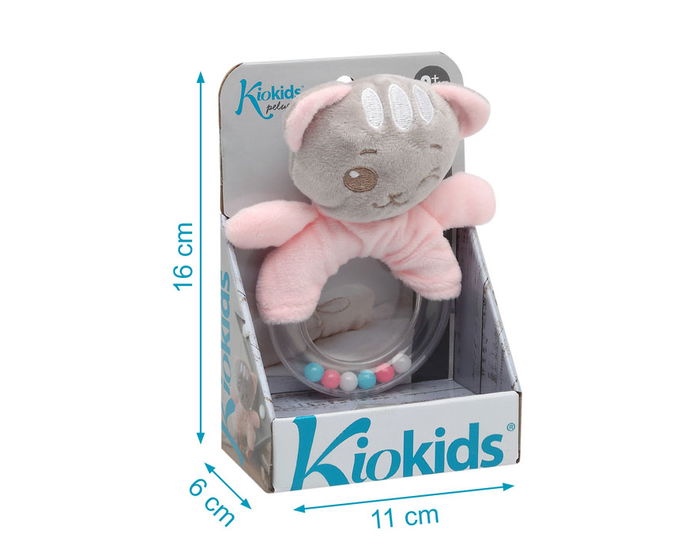 KioKids Peluche Sonajero Gatito Rosa Dolci Amici +3 Meses Juguete Bebé Suave