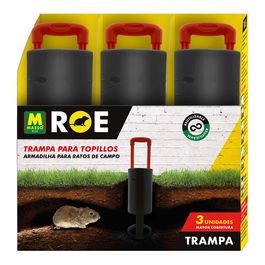 Massó Trampa Mecánica para Topillos y Ratones, Reutilizable, 3 Unidades, para Exterior (Jardín, Huerto)