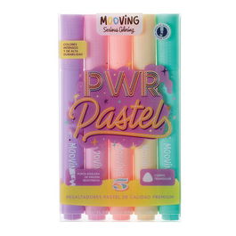 Marcador Fluor Mooving Pastel Estuche De 5