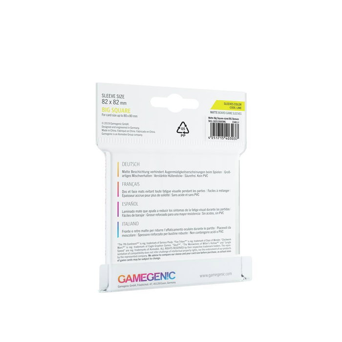Gamegenic Fundas de Cartas Mate Cuadradas Grandes 82x82mm para Juegos de Mesa (50 Unidades) 100 micras Antireflejos Protección Premium