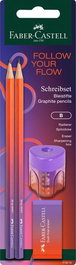 Lapiz De Grafito Faber-Castell - B Flow Punchy Melon Set Blister De 2 + Goma + Afila (Set de 10)