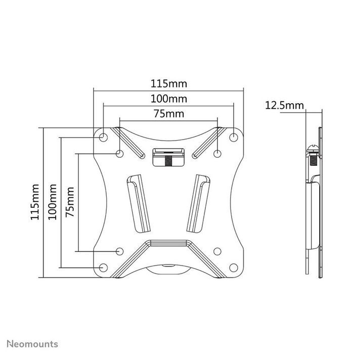 Neomounts NM-W25BLACK Soporte de Pared Fijo para Pantallas de 10-30", 25 kg, VESA 75x75-100x100, Negro