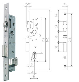 MCM Cerradura de Embutir Metálica 1551-21=18 Inox Cilindro Oval 26x26