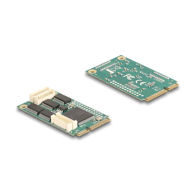 DeLOCK 95278 - Tarjeta PCI Express Mini Interna con 4 Puertos Serie RS-232, Conector Macho Derecho, Compatible con Windows 10/11 y Server 2022