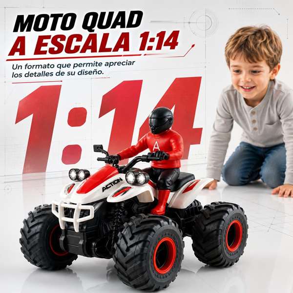 Crazon Moto Quad radio control escala 1:14 con luces y sonidos Rojo Crazon Moto Quad radio control escala 1:14 con luces y sonidos Rojo