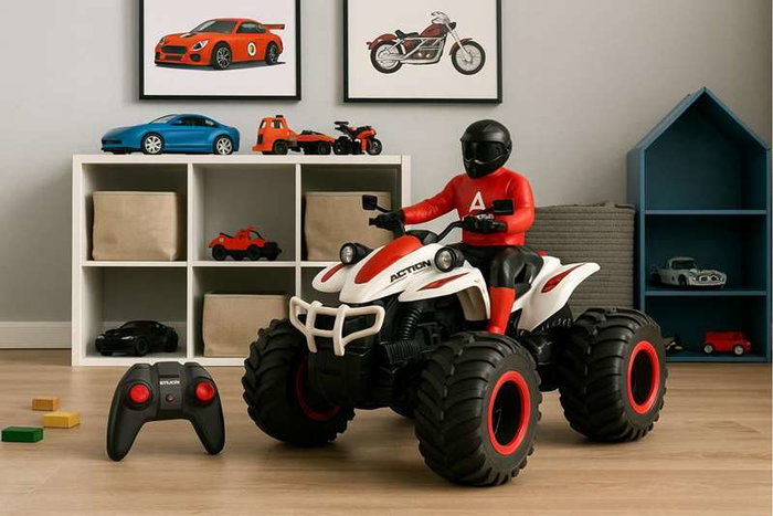 Crazon Moto Quad radio control escala 1:14 con luces y sonidos Rojo Crazon Moto Quad radio control escala 1:14 con luces y sonidos Rojo