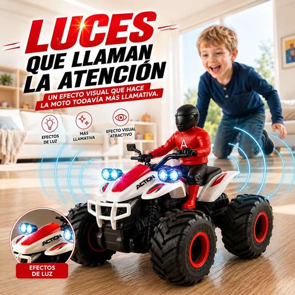 Crazon Moto Quad radio control escala 1:14 con luces y sonidos Rojo Crazon Moto Quad radio control escala 1:14 con luces y sonidos Rojo