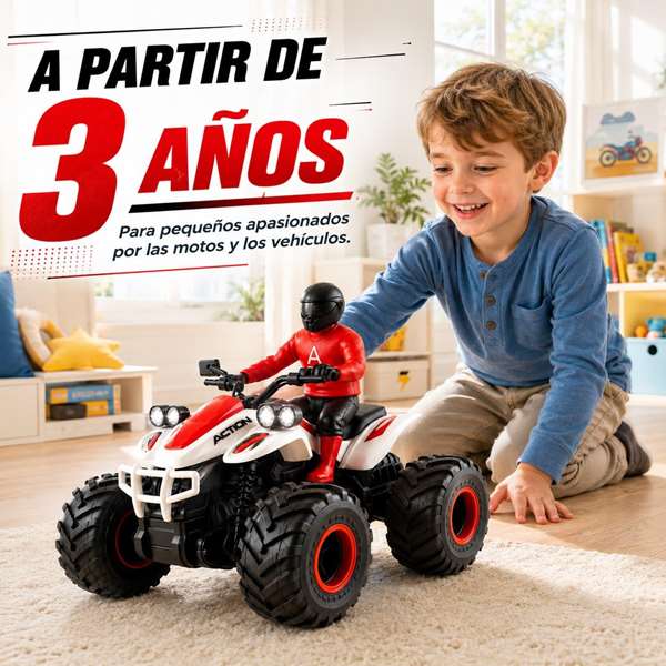 Crazon Moto Quad radio control escala 1:14 con luces y sonidos Rojo Crazon Moto Quad radio control escala 1:14 con luces y sonidos Rojo