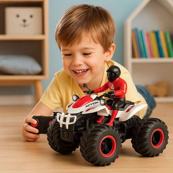 Crazon Moto Quad radio control escala 1:14 con luces y sonidos Rojo Crazon Moto Quad radio control escala 1:14 con luces y sonidos Rojo