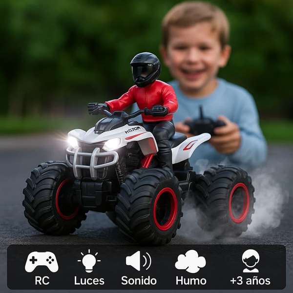 Crazon Moto Quad radio control escala 1:14 con luces y sonidos Rojo Crazon Moto Quad radio control escala 1:14 con luces y sonidos Rojo