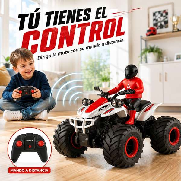 Crazon Moto Quad radio control escala 1:14 con luces y sonidos Rojo Crazon Moto Quad radio control escala 1:14 con luces y sonidos Rojo