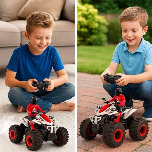 Crazon Moto Quad radio control escala 1:14 con luces y sonidos Rojo Crazon Moto Quad radio control escala 1:14 con luces y sonidos Rojo