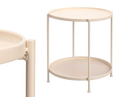 Giftdecor Mesa Auxiliar Redonda Doble Beige 52.5x47.5x53 cm