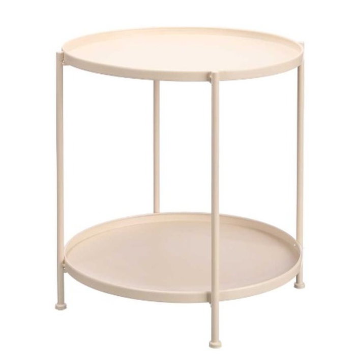 Giftdecor Mesa Auxiliar Redonda Doble Beige