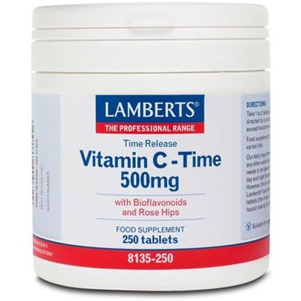 LAMBERTS Vitamina C 500mg Liberación Sostenida con Bioflavonoides y Escaramujo, 250 tabletas LAMBERTS Vitamina C 500mg Liberación Sostenida con Bioflavonoides y Escaramujo, 250 tabletas