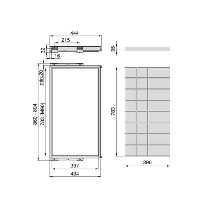 Emuca Kit de cajón organizador con bastidor de guías con cierre suave para armarios, regulable, módulo 900mm, Gris piedra Emuca Kit de cajón organizador con bastidor de guías con cierre suave para armarios, regulable, módulo 900mm, Gris piedra