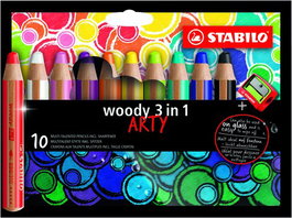 STABILO Woody 880 Arty Line Lápices de Colores 3 en 1 Estuche de 10 unidades