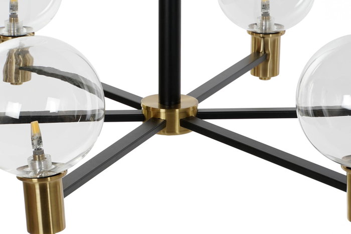 DKD Home Decor Lámpara de Techo Moderna Negro Dorado 83 x 83 x 128 cm Metal Cristal