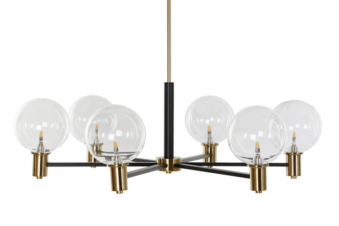 DKD Home Decor Lámpara de Techo Moderna Negro Dorado 83 x 83 x 128 cm Metal Cristal