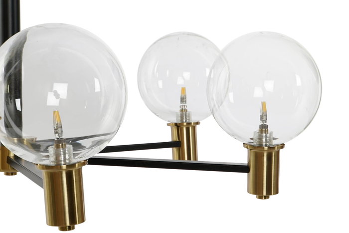 DKD Home Decor Lámpara de Techo Moderna Negro Dorado 83 x 83 x 128 cm Metal Cristal