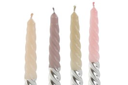 DKD Home Decor Vela Bicolor Cera Parafina Set de 4 Piezas 2 x 2 x 18.5 cm