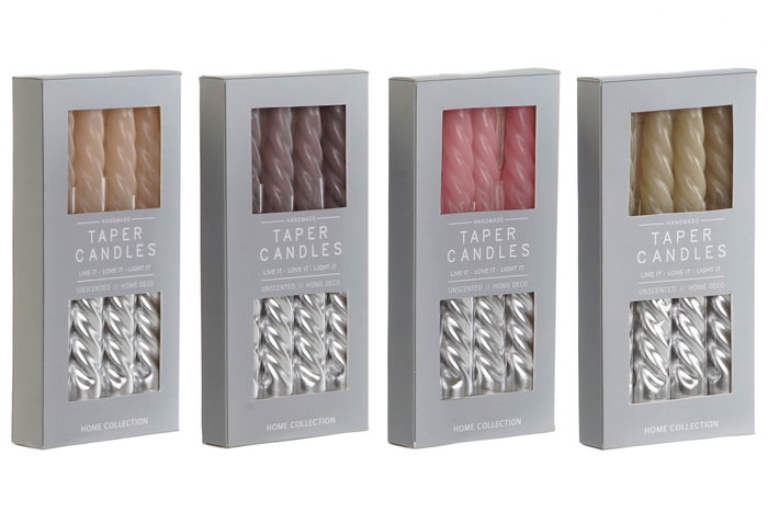 DKD Home Decor Vela Bicolor Cera Parafina Set de 4 Piezas 2 x 2 x 18.5 cm