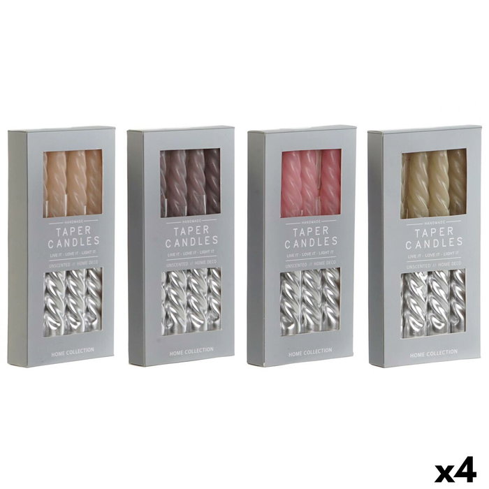 DKD Home Decor Set de 4 Velas de Cera Parafina Bicolor Surtido