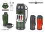 Thermosport Termo de Plástico con Taza 1L Gris/Blanco/Oro - Dimensiones: 13 cm Largo x 11 cm Ancho x 29 cm Alto (12 Unidades)