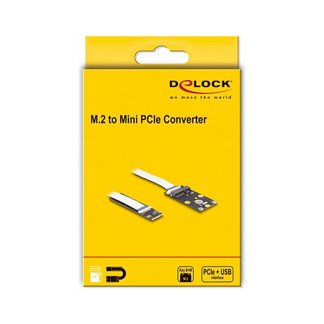 DeLOCK Convertidor M.2 Key B+M a 1 x Mini PCIe con cable flexible
