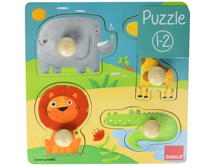 Goula Puzle Animales Selva de 4 piezas de madera Goula Puzle Animales Selva de 4 piezas de madera