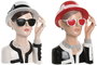 DKD Home Decor Figura de Resina Roja y Negra Pack de 2