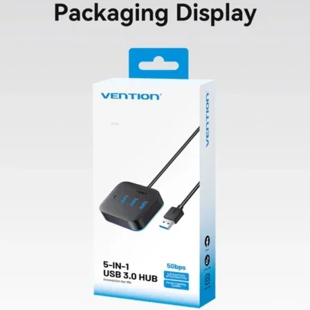 Vention Hub USB 3.0 CHZBC con 3 Puertos USB-A, 1 USB-C y 1 USB-C PD