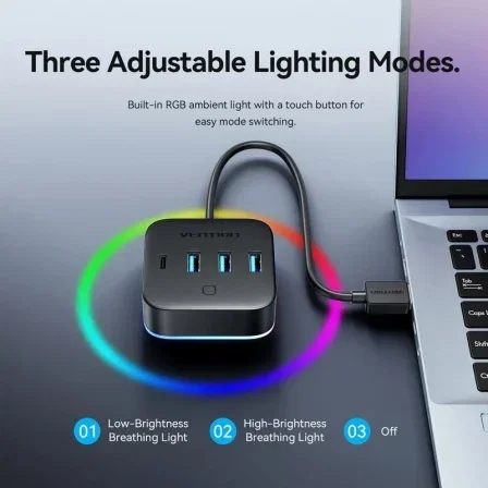 Vention Hub USB 3.0 CHZBC con 3 Puertos USB-A, 1 USB-C y 1 USB-C PD