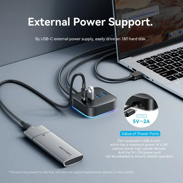 Vention Hub USB 3.0 5 en 1 CHZBC con 3xUSB, 1xUSB-C y 1xUSB-C PD, Negro Vention Hub USB 3.0 5 en 1 CHZBC con 3xUSB, 1xUSB-C y 1xUSB-C PD, Negro
