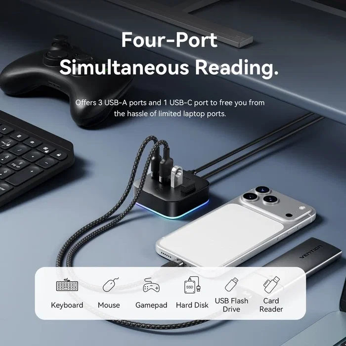 Vention Hub USB 3.0 5 en 1 CHZBC con 3xUSB, 1xUSB-C y 1xUSB-C PD, Negro Vention Hub USB 3.0 5 en 1 CHZBC con 3xUSB, 1xUSB-C y 1xUSB-C PD, Negro