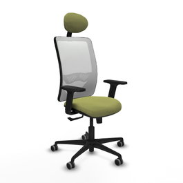 PIQUERAS Y CRESPO Silla de oficina Zulema con mecanismo Sincro, Verde oliva y Blanco