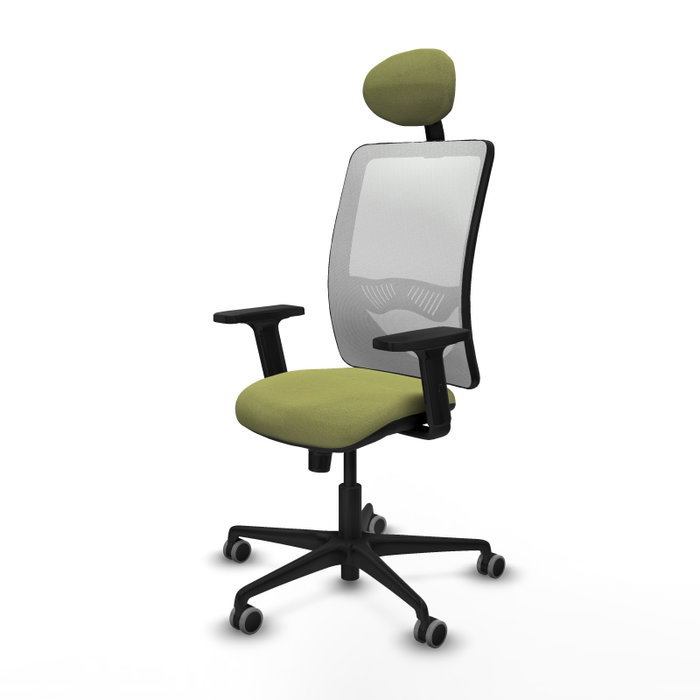 PIQUERAS Y CRESPO Silla de oficina Zulema con mecanismo Sincro, Verde oliva y Blanco