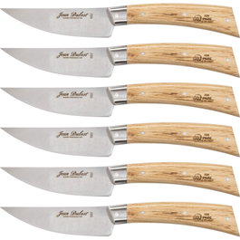 Laguiole Jean Dubost Set de Cuchillos para Carne, Madera de Roble, 6 Piezas de 22 cm de largo totaly blade de 10 cm de largo, 6 unidades.