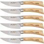 Laguiole Jean Dubost Set de Cuchillos para Carne, Madera de Roble, 6 Piezas de 22 cm de largo totaly blade de 10 cm de largo, 6 unidades.