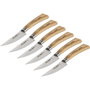 Laguiole Jean Dubost Set de Cuchillos para Carne, Madera de Roble, 6 Piezas de 22 cm de largo totaly blade de 10 cm de largo, 6 unidades.