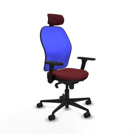 PIQUERAS Y CRESPO Silla de oficina Jorquera con mecanismo Sincro, Granate y Azul