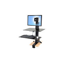 Ergotron WorkFit-S, Carro para Administración de Tabletas, Soporte de Monitor con Bandeja hasta 76 cm (30"), VESA 75x75/100x100, Peso Máx. 13.2 kg, Negro