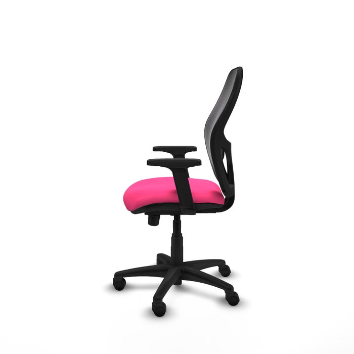 PIQUERAS Y CRESPO Silla de oficina Alocén con mecanismo traslack, malla negra y asiento rosa