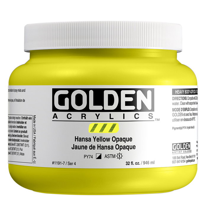 Golden Heavy Body Colores Acrílicos Hansa Amarillo Opaco 946 ml Golden Heavy Body Colores Acrílicos Hansa Amarillo Opaco 946 ml