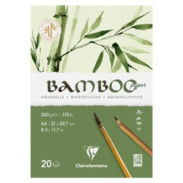 Bloc De Dibujo Clairefontaine Bamboo Aquarelle Encolado Blanco Grano Fino Tecnicas Mixtas A4 250G 20H (Set de 4)