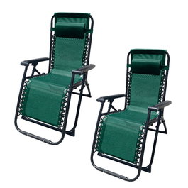 Marbueno Pack de 2 Tumbona Plegable Acero Cojin Jardin y Piscina 90X66X108 Gravedad Cero Verde MARBUENO SUMMER 10008X2