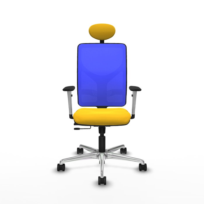 PIQUERAS Y CRESPO Silla de oficina Motilla con mecanismo Sincro/Traslack Amarillo y Azul