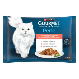 Purina Gourmet Perle Láminas en Gelatina para Gatos, Alimento Húmedo Multipack Surtido, 12 Sobres de 85g